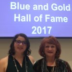 blue and gold hall of fame 2017, two women posing